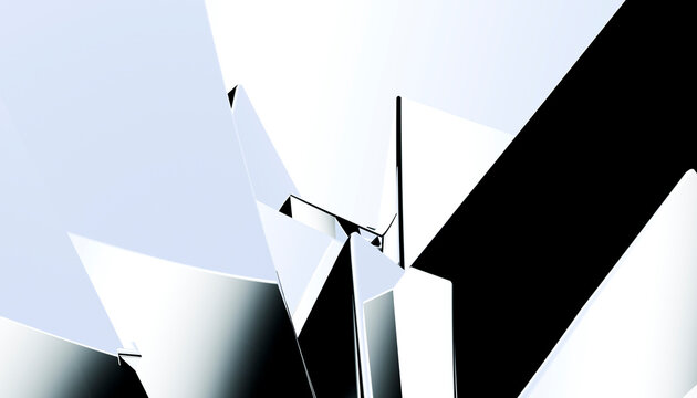 Abstract silver triangle composition with black geometric shapes