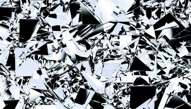 Abstract silver triangle pattern with reflective geometric shards