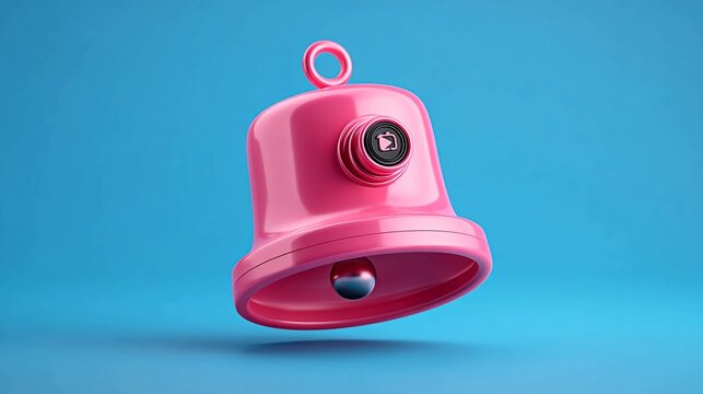 Get notified of amazing content with this vibrant pink notification bell icon, a modern and engaging symbol for social media updates and reminders on a sleek, minimalist blue background
