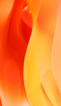 Abstract orange translucent fabric with flowing curves