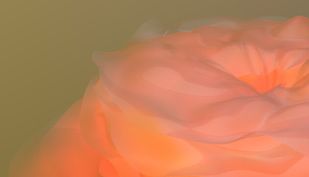 Abstract orange translucent fabric with soft flowing folds