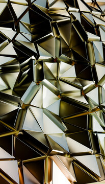 Golden triangular abstract geometric render background