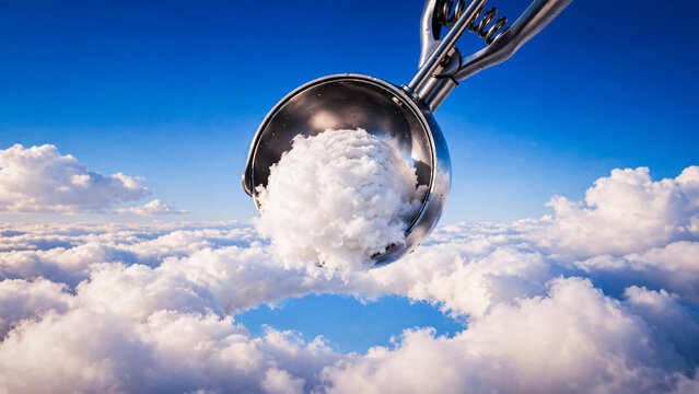Cuill&egrave;re prenant une boule de glace dans un nuage