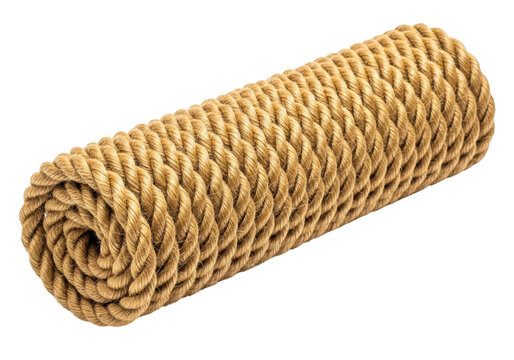 Coiled brown rope texture isolated isolated on transparent background
