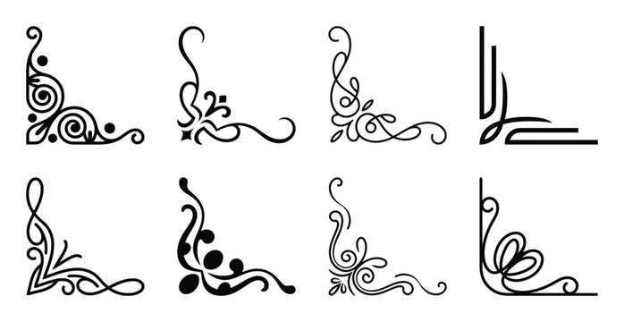 Ornate corner swirls for decorative borders and elegant invitation design.