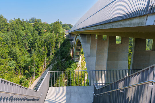 Echelsbach Arch Bridge Over the Ammer Gorge in Rottenbuch, Germany