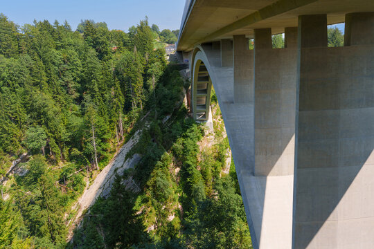 Concrete Echelsbach Bridge over Ammer Gorge near Rottenbuch, Germany