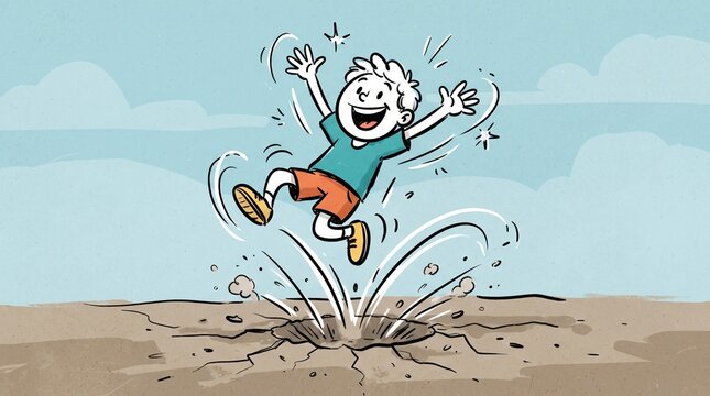Doodle illustration of figure bouncing back representing emotional resilience