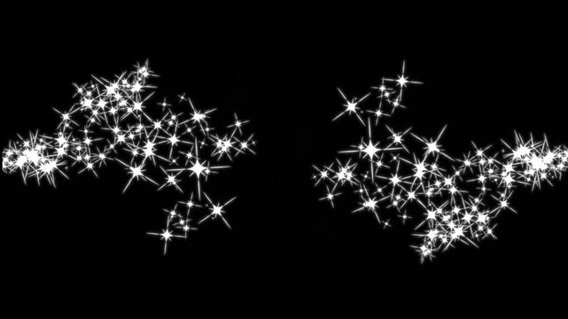 Aesthetic white particle line exploding with pulsating star light, new magical sparkle and glowing effect element for professional video asset 4k