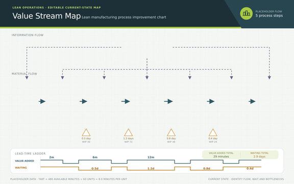 Value Stream Map &mdash; Lean Manufacturing Process Improvement Chart