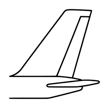 Hand-traced vector icon illustration of an airplane tail fin vertical stabilizer line art outline simple sketch aviation part design element