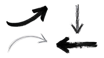 Obraz premium Set of hand drawn charcoal arrow symbols