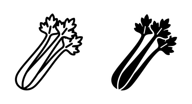 Celery Stalks Vector Icons, Fresh Green Vegetable Illustrations, Healthy Food Graphics