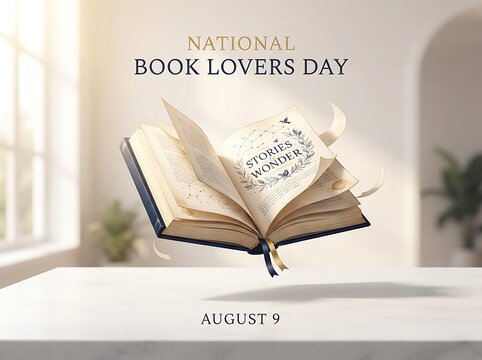 Open book for national book lovers day on august 9