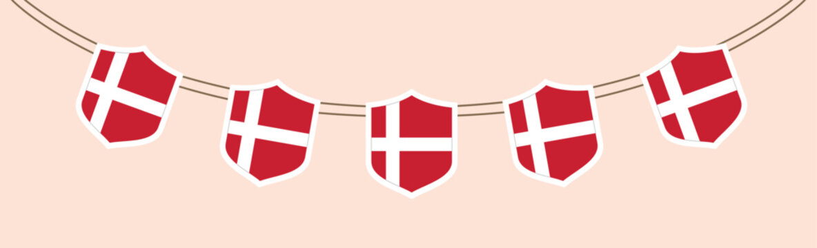 Denmark Flag Decoration Hanging Bunting for National Day Celebration