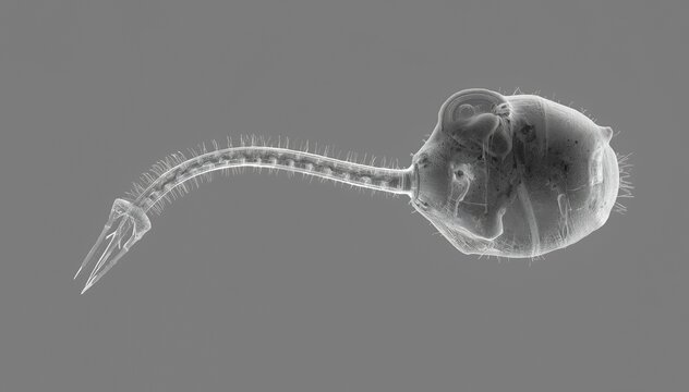 Microscopic View of a Rotifer-like Organism with Segmented Tail