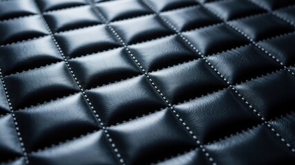 Obraz premium Black quilted leather texture with diamond pattern