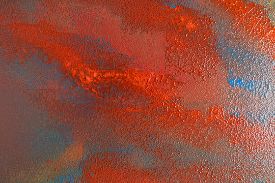 Bright autumn abstract texture with red and blue paint