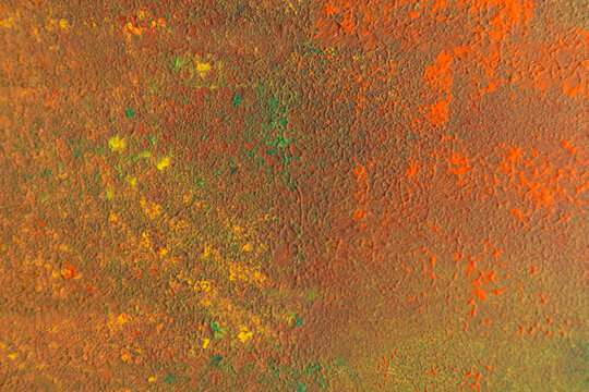 Bright autumn abstract texture with orange and green paint