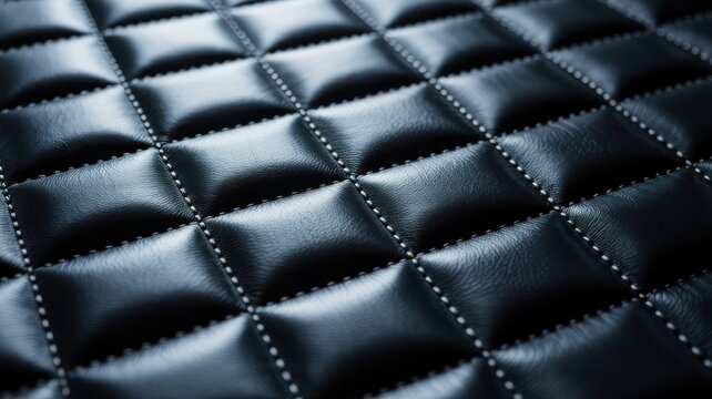 Black quilted leather texture with diamond pattern