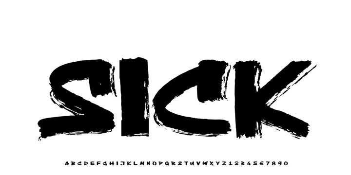 Texture font and alphabet vector, Rough style typeface letter Grunge design, graphic text on background