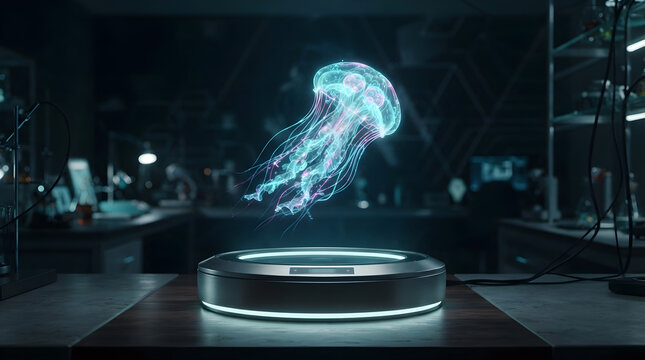 Holographic Jellyfish Floats Abo for Modern Commercial Marketing Background and Digital Media