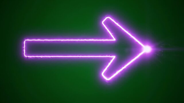 Purple Neon Arrow Pointing Right with Lens Flare Spark at Tip Motion Graphics