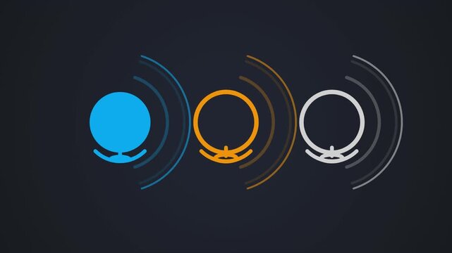 Dynamic glowing microphones with sound wave animation loop. Futuristic audio visualizer for music production and live performance.
