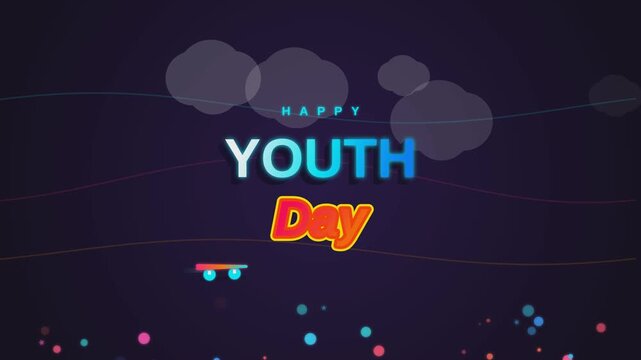 Animated motion graphic for international youth day celebration with moving skates.