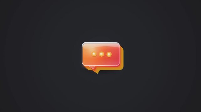 3D glassmorphism chat icon animation. Floating speech bubble for messaging and UI design.