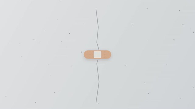 Animated healing bandage wrapping around wound. Digital medical adhesive tape sealing skin injury loop.