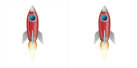 Red rocket ship flying with fire exhaust isolated on transparent background © png photo
