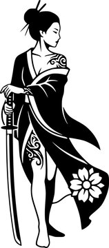female samurai woman vector