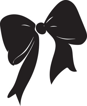 Simple black ribbon bow icon for gift decoration and fashion design elements