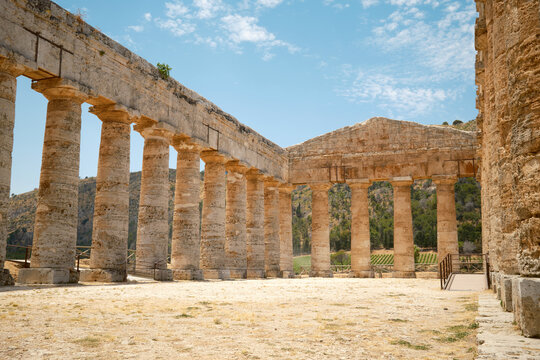 Ancient Doric Temple ruins at Segesta, Sicily, Italy