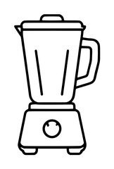 Hand-drawn vector icon illustration of a classic countertop blender with a tall pitcher, side handle, and rotary base dial, perfect for kitchen and recipe graphics