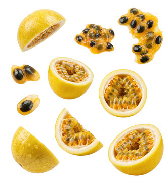 Fruta Maracuj&aacute; Fatiado e Peda&ccedil;os para Composi&ccedil;&otilde;es