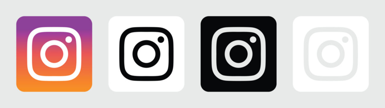 Social media icon set with gradient collection interface isolated
