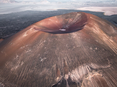Aerial view of volcanic crater in Puna, Argentina