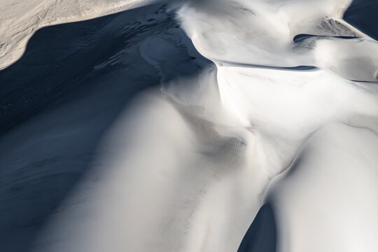 White sand dune shadows in Argentina desert landscape