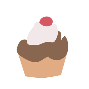 Cream  cupcake  isolated on a transparent background