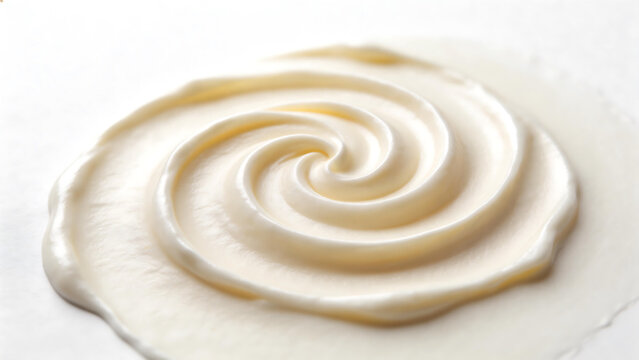 Spiral pattern of creamy substance