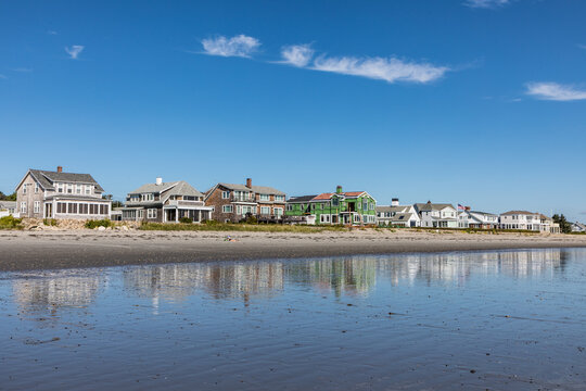 beautiful coastline with beach in Rye, New Hampshire