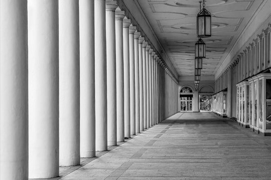 classical arcade in Wiesbaden at the historic opera and theater house