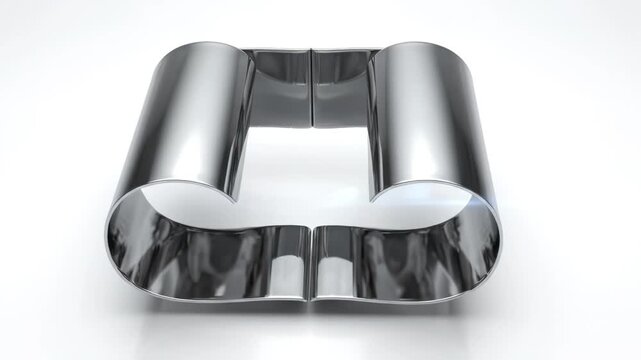 Chrome Metal Ribbon Transforming into Abstract Frame &ndash; 3D Render Animation