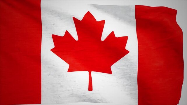 Canada flag waving in wind with cinematic motion and realistic fabric texture for national identity or holiday concepts.