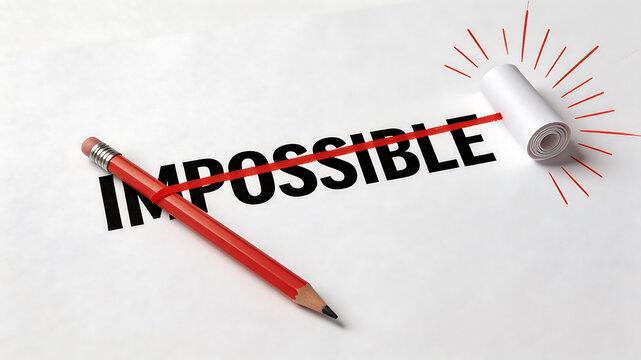 Red pencil crossing out word impossible