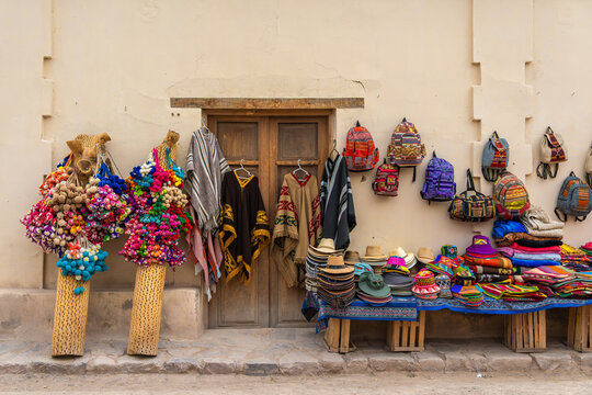 Street market textiles and crafts in Purmamarca, Argentina