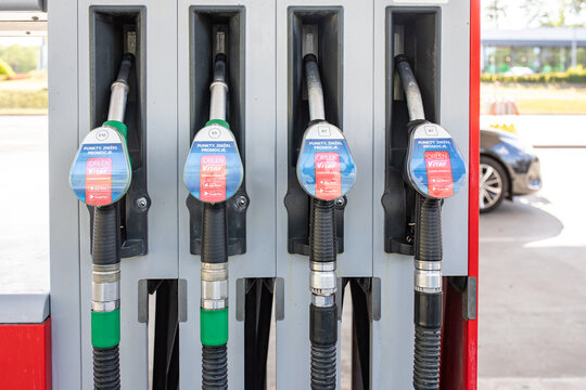 Stalowa Wola, Poland - July 03, 2026: Petrol pump on a PKN Orlen gas station in Warsaw city