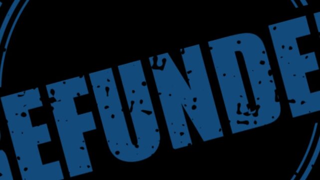 Amount Returned Refunded Blue Round Rubber Stamp